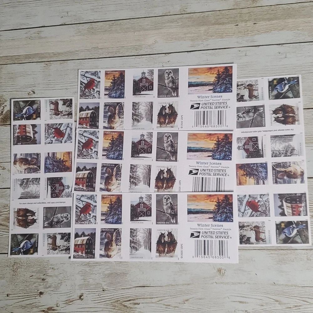 100 Winter Scenes 2020 Forever‎ Postage Stamps US Postal USPS Mailing Christmas